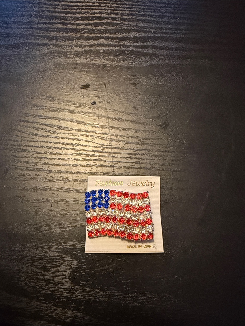 American Flag Rhinestone pin to wear Red, White & Blue